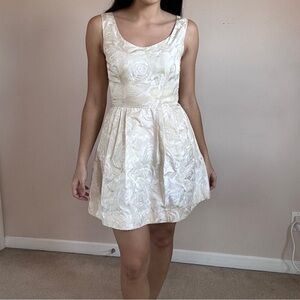 Betsey Johnson Cream Jacquard Floral Mini Dress - Bridal